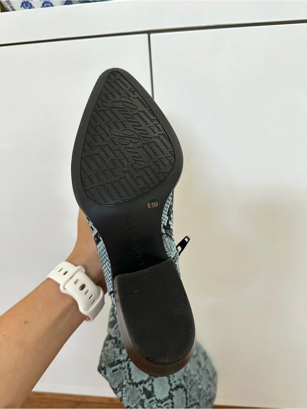 Gianni Bini Blue and Black Snake-Print Ankle Boots